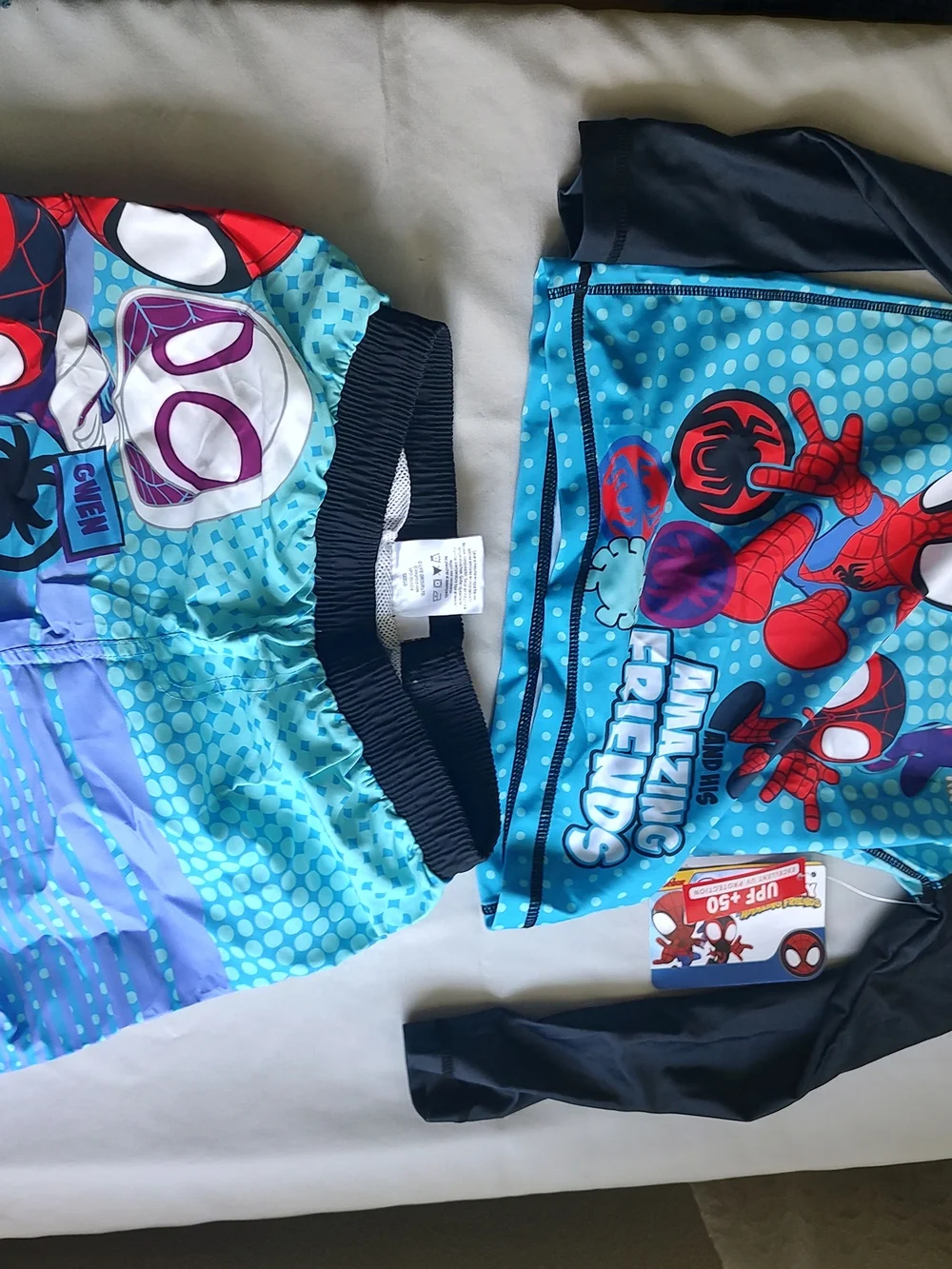 Kids Spider-Man Blue Rash Guard Swim Set